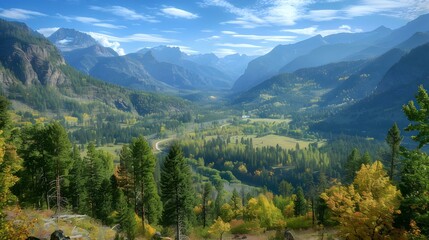 Fototapeta premium Autumn Mountain Valley View
