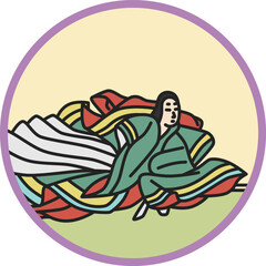 カラー円形シンプル百人一首　伊勢