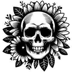 Flowering skull silhouette