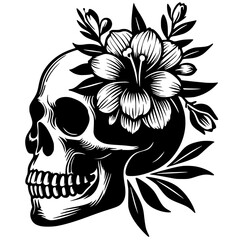 Flowering skull silhouette