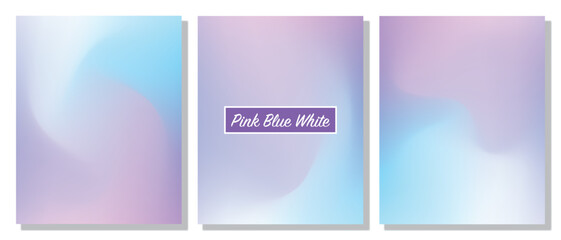 Fototapeta premium Set of aesthetic gradients in pink, white, blue and purple colors, banner, background, template for social media design.