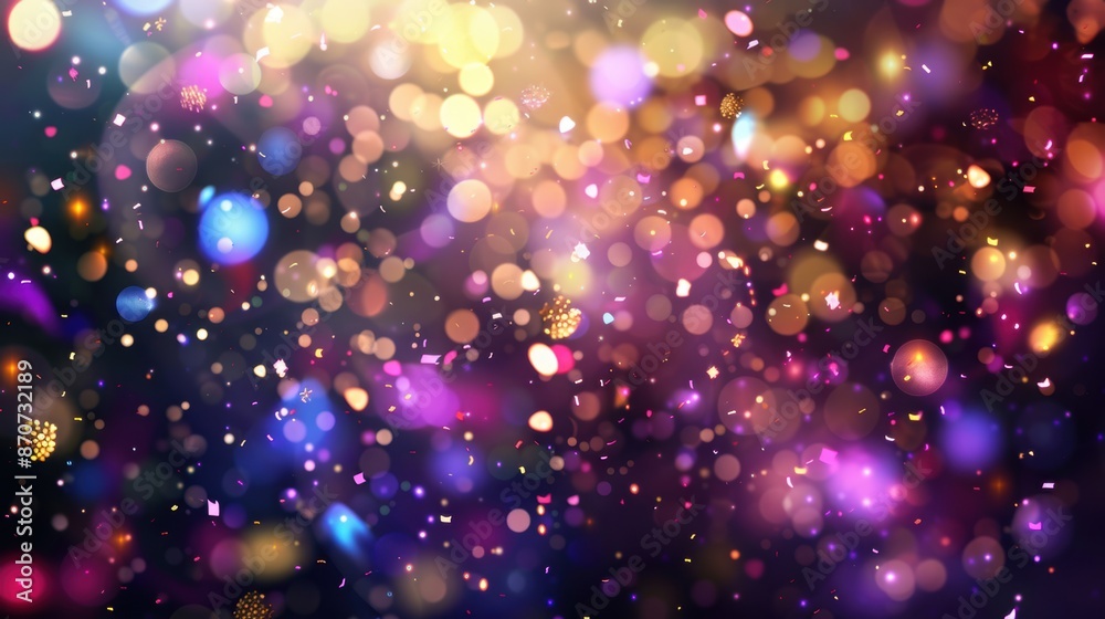 Wall mural a colorful bokeh background filled with festive lights and sparkles, creating a joyful and celebrato