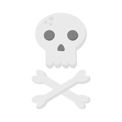 Halloween skull and crossbones on white background