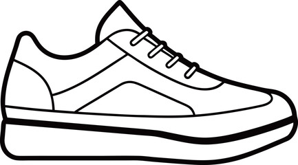 Black and White Cartoon Illustration of Sport Shoes for Coloring Book