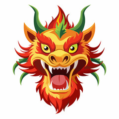 roaring chinese dragon dragon head isolated on whi