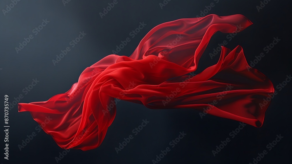 Wall mural Flowing Red Fabric in Motion