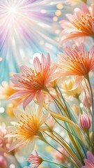 Obraz premium colorful flowers, flower bouquet, floral art, digital painting