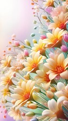 Fototapeta premium colorful flowers, flower bouquet, floral art, digital painting
