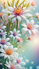 Obraz premium pastel flowers, flower vase, floral art, digital painting, botanical art