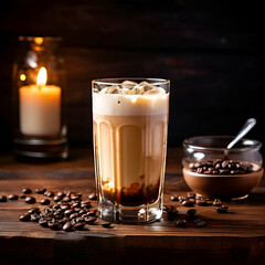  cool and delight iced milk coffee, served in a glass: capturing the essence of summer refreshment