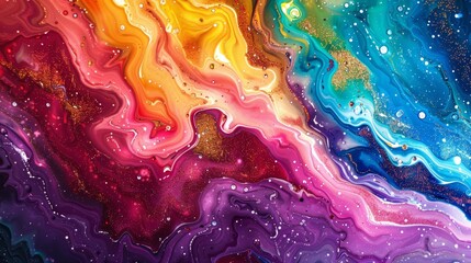 Abstract colorful background with vibrant swirls and textures.