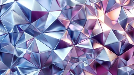 Obraz premium Abstract geometric pattern with iridescent blue and purple triangular shapes.