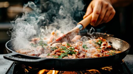 Chef preparing a fivestar room service meal in a luxury hotel, showcasing personalized and highquality dining