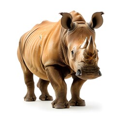 Obraz premium A rhinoceros stands on a white background