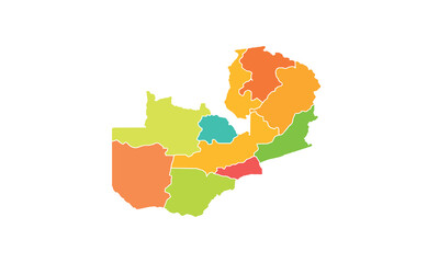 Obraz premium Map of Zambia isolated modern colorful style. for website layouts, background, education, precise, customizable, Travel worldwide, map silhouette backdrop, earth geography, political, reports. 