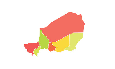 Fototapeta premium Map of niger isolated modern colorful style. for website layouts, background, education, precise, customizable, Travel worldwide, map silhouette backdrop, earth geography, political, reports. 