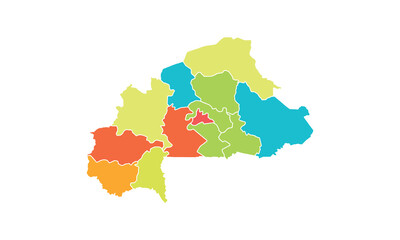 Map of Burkina Faso isolated modern colorful style. for website layouts, background, education, precise, customizable, Travel worldwide, map silhouette backdrop, earth geography, political, reports. 