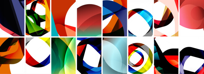 Collection of abstract background with waves, colorful shapes and 3d shadow effect. Vector Illustration For Wallpaper, Banner, Background, Card, Book Illustration, landing page