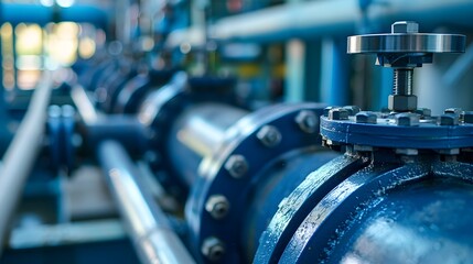 Fototapeta premium Automated Industrial Water Pipeline Network with Flow Control for Efficient Infrastructure