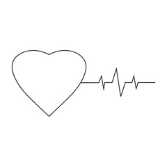 Heart rate pulse vector line icon illustration.  isolated on white background.	EPS 10/AI
