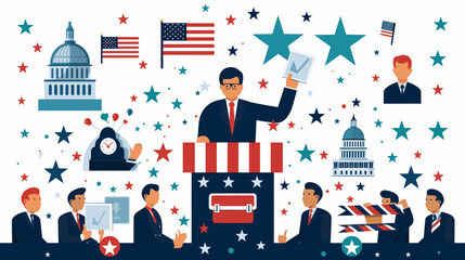 Illustrated Political Campaign: Presidential Speeches and Patriotism