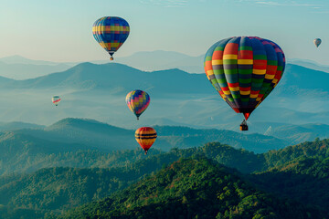 Obraz premium hot air balloon festival flying over the desert