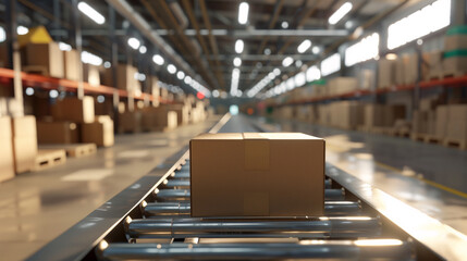 Conveyor belt streamlines cardboard box delivery in warehouse