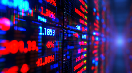 Close-up stock numbers on blue wall