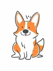 Fototapeta premium Cute simple illustration of an orange and white corgi dog