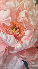 Close-up of pink peony flower, macro summer flower