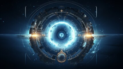 Obraz premium A futuristic portal with glowing lights in the center.