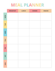 Meal Planner with colourful design