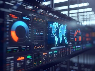 High Tech Cloud Computing Dashboard Showcasing Real Time Metrics and Analytics for Business Intelligence