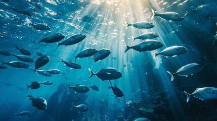 Fototapeta premium Sustainable seafood practices protect marine ecosystems, preserving ocean biodiversity for future generations.