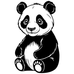 cartoon panda sketches hand drawn line illustration, transparent background