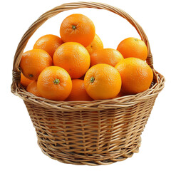 Basket of oranges isolated on transparent background, png, isolated, transparent