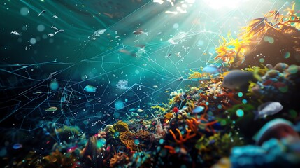 Fototapeta premium Global Efforts in Ocean Pollution Elimination: Collaborative Initiatives Visualized