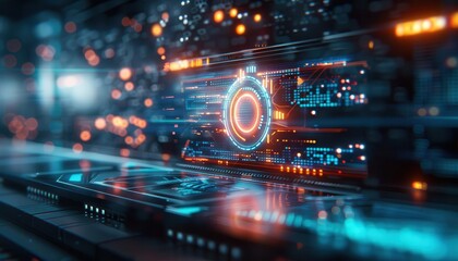 Obraz premium A modern, digital scene featuring various electronic gadgets and devices