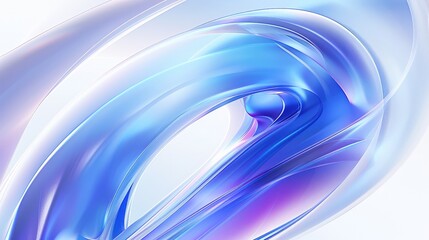 Abstract blue and purple curved shapes on a white background, in a futuristic style with fluid lines and gradient colors