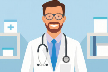 Fototapeta premium Online health consultation, virtual doctor visit, flat design illustration