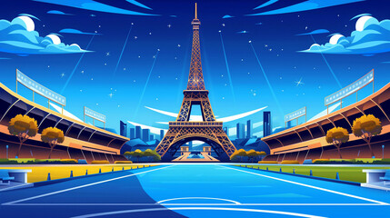 Futuristic Eiffel Tower at Night