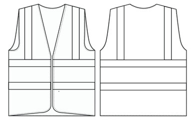 Set Reflective vest safety jacket illustration Outline icon and symbol of reflective vest and jacket for worker