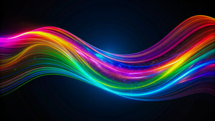 Colorful vibrant abstract light waves on a dark moody background