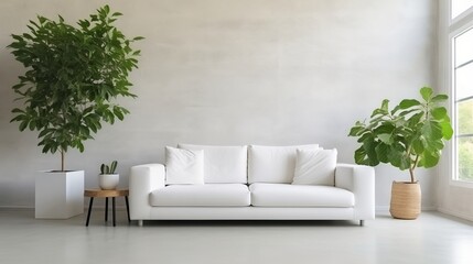 Modern interior design  iso a paper size frame mockup on living room wall with house background