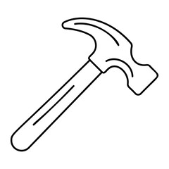 carpentry claw hammer outline concept, woodworking framing hammer leather-wrapped handle vector icon design, Labor Day Symbol, 1st of May Sign,  International Workersstock illustration