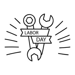 Happy Labours Day Badge outline concept, workforce association logotype vector icon design, Labor Day Symbol, 1st of May Sign,  International Workersstock illustration