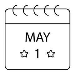 labour day reminder or calendar outline concept, Ring Binder with 1 May and Stars vector icon design, Labor Day Symbol, 1st of May Sign,  International Workersstock illustration