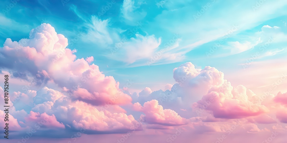 Sticker dreamy pastel pink and blue clouds in a cute gradient sky, dreamy, pastel, pink, blue, clouds, cute,