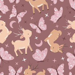 Cute Reindeer Seamless Pattern