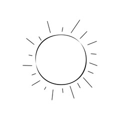 Sun in outline doodle style. Vector, solar symbol.